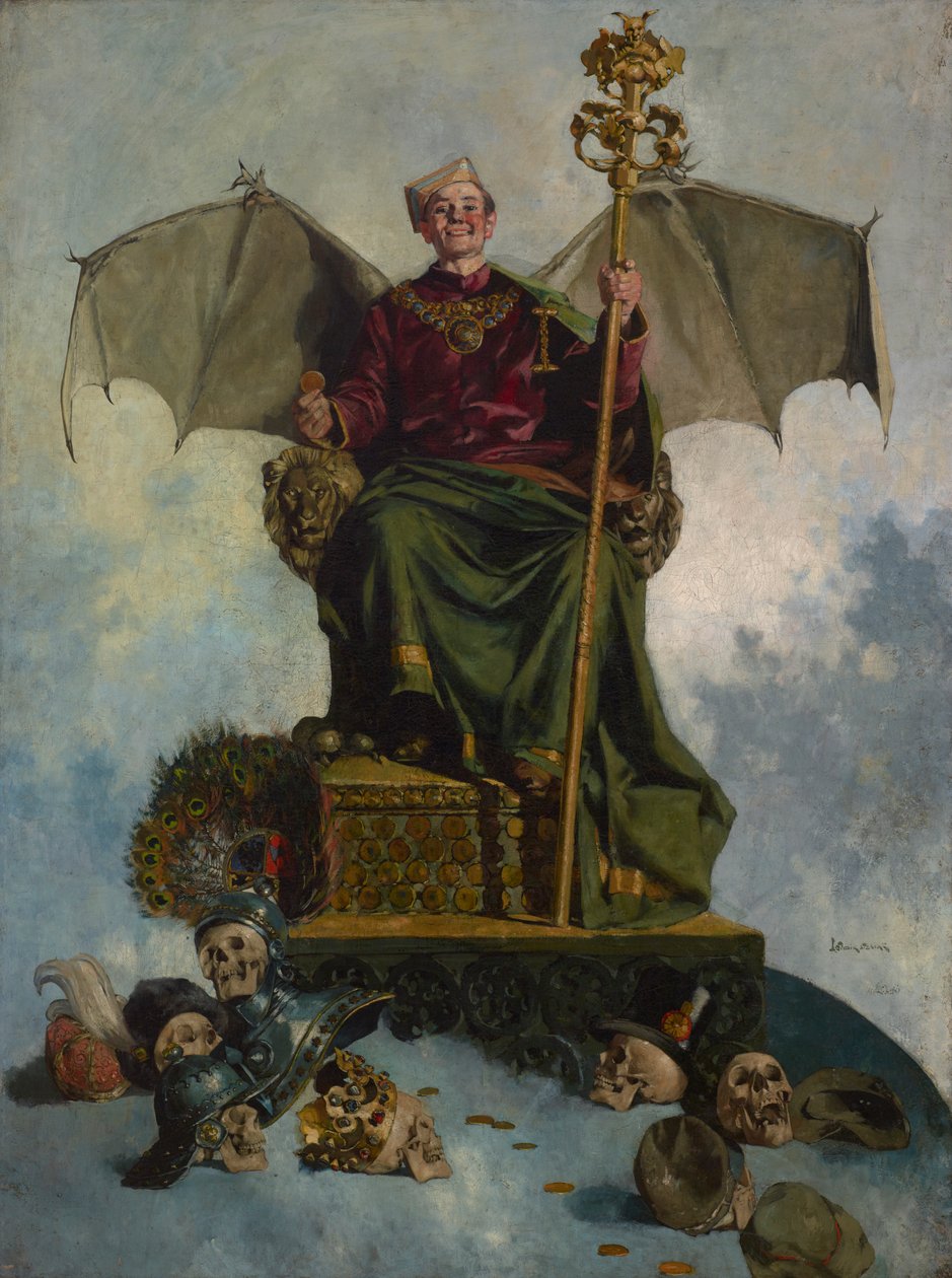 Saatanan allegoria (maailman herra), n. 1900 (öljy kankaalle) tekijältä Ludwik Stasiak