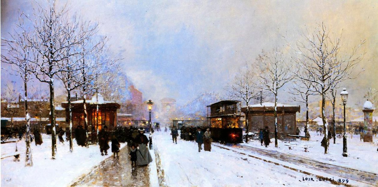 Porte Maillot talvella, Pariisissa, 1899 tekijältä Luigi Loir