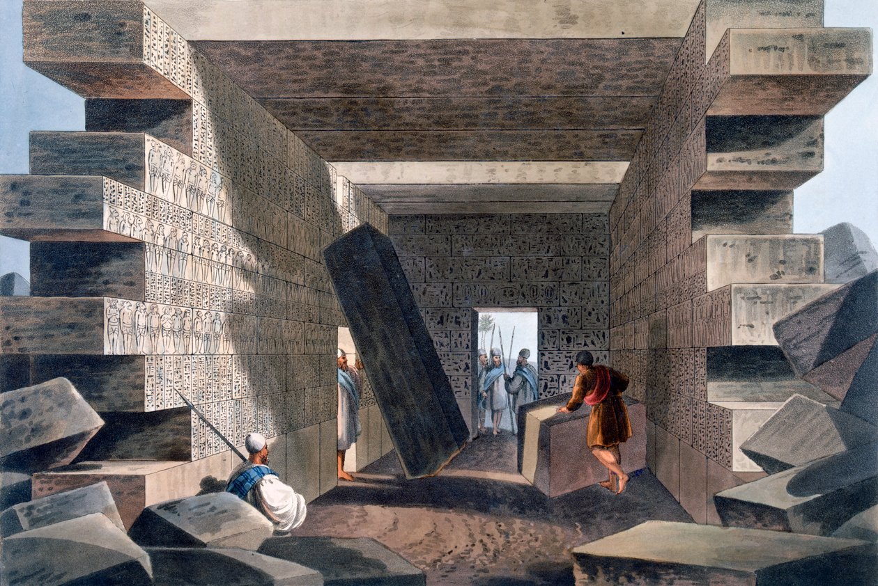 Jupiter Ammonin temppelin sisustus lähellä Aleksandriaa, levy 71 julkaisusta "Views in the Ottoman Dominions", julkaistu Lontoossa 1810 tekijältä Luigi Mayer