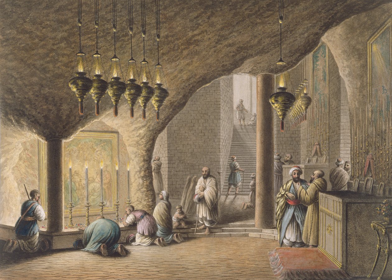 Syntymän luola, Betlehem, pubi. kirjoittanut William Watts, 1802 tekijältä Luigi Mayer