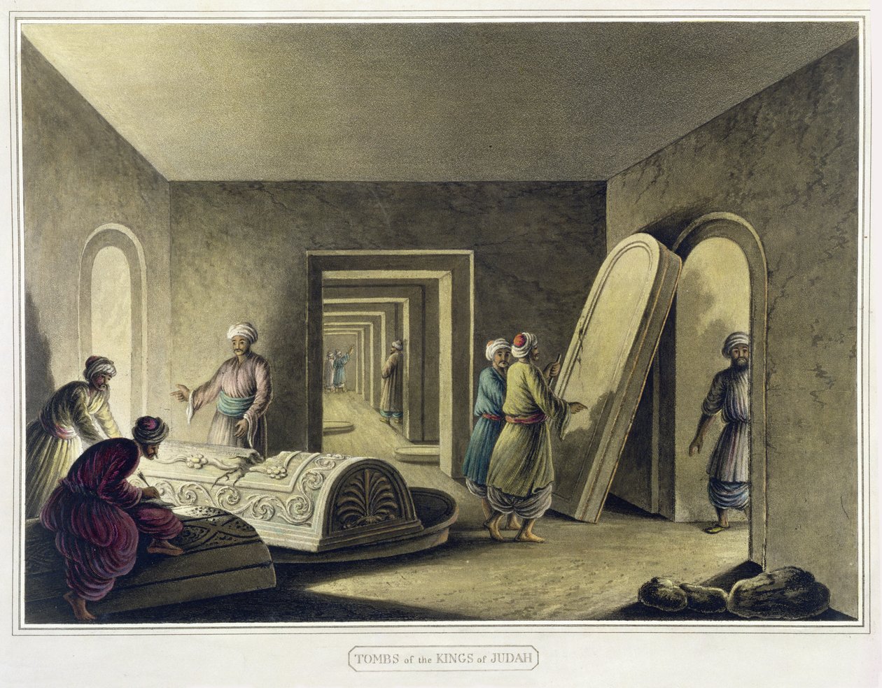 Juudan kuningasten haudat, Jerusalem, pub. kirjoittanut William Watts, 1805 tekijältä Luigi Mayer