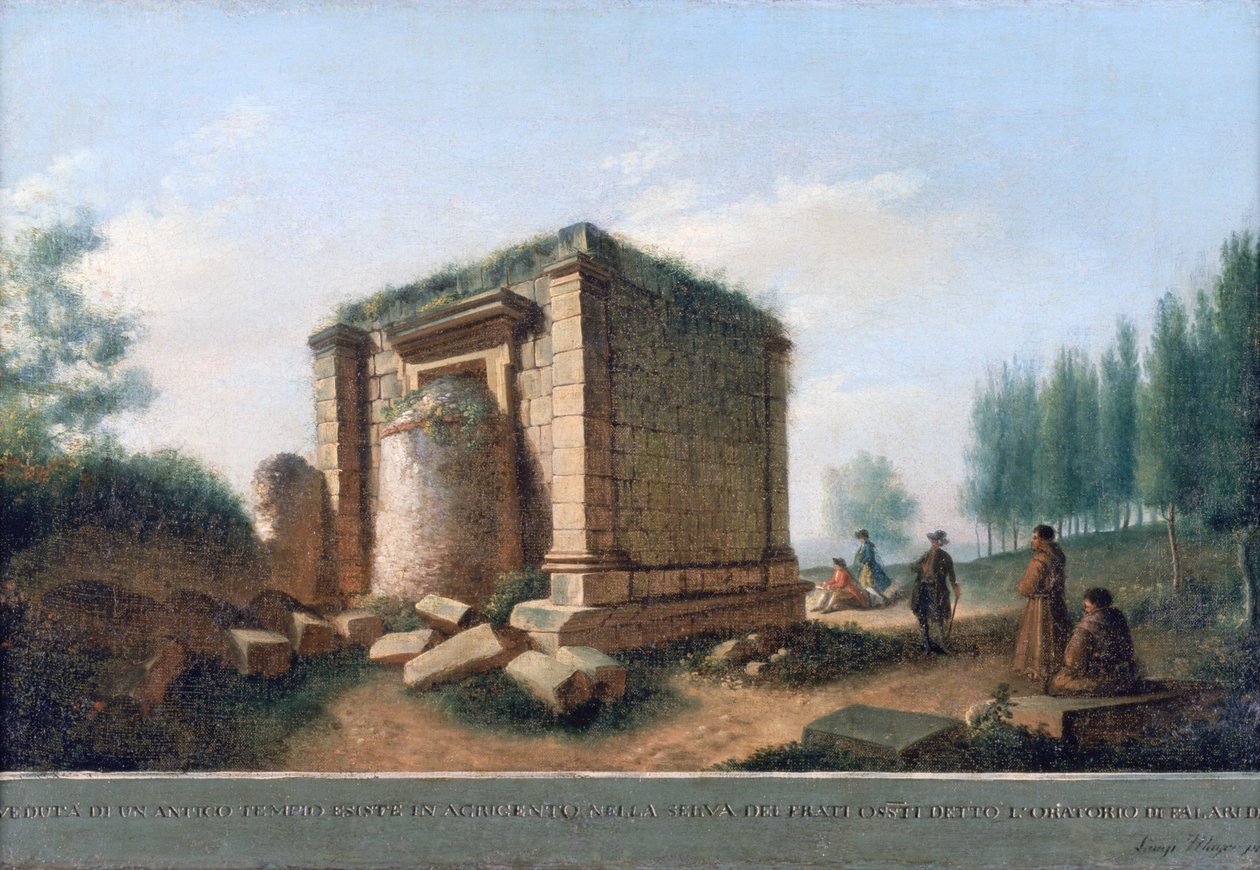 Näkymä Agrigentumin muinaisesta temppelistä, noin 1776-92. tekijältä Luigi Mayer