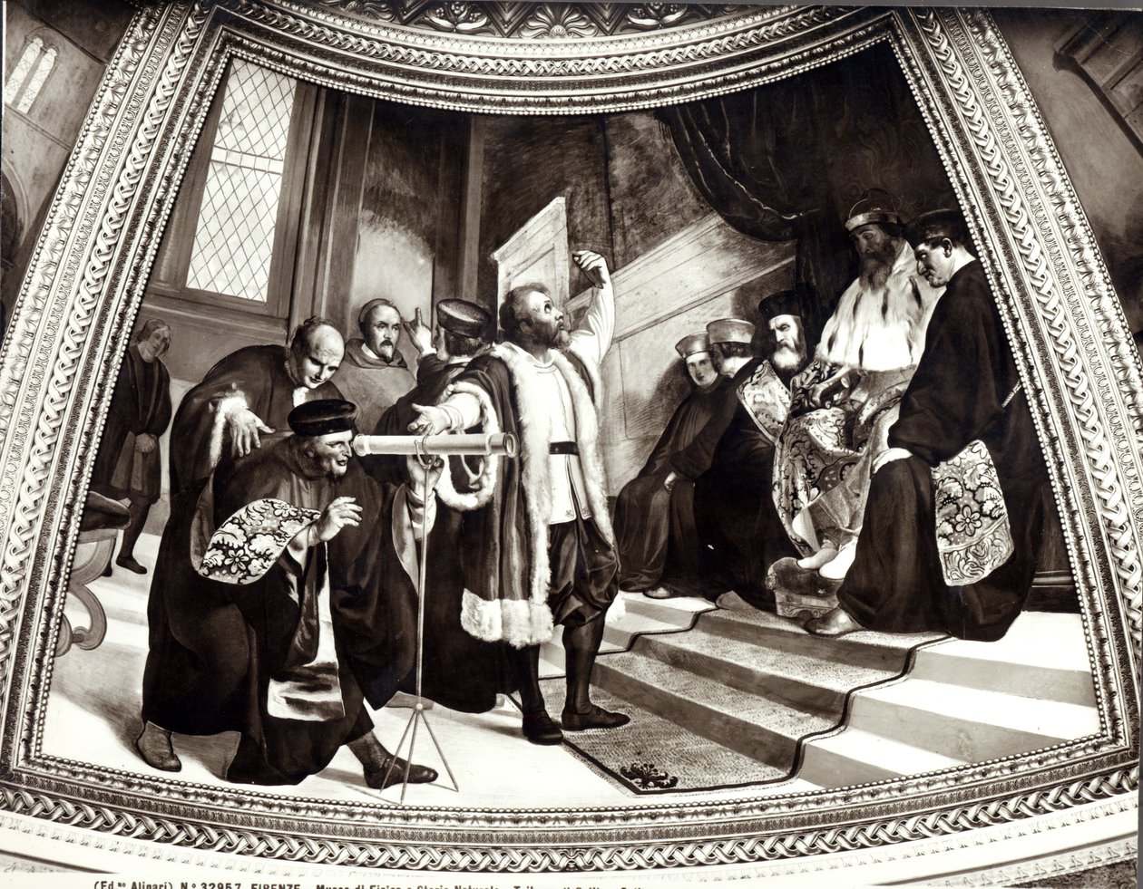 Galileo (1564-1642) esittelee kaukoputkensa Venetsian senaatille, Galileon oikeudenkäynnistä tekijältä Luigi Sabatelli