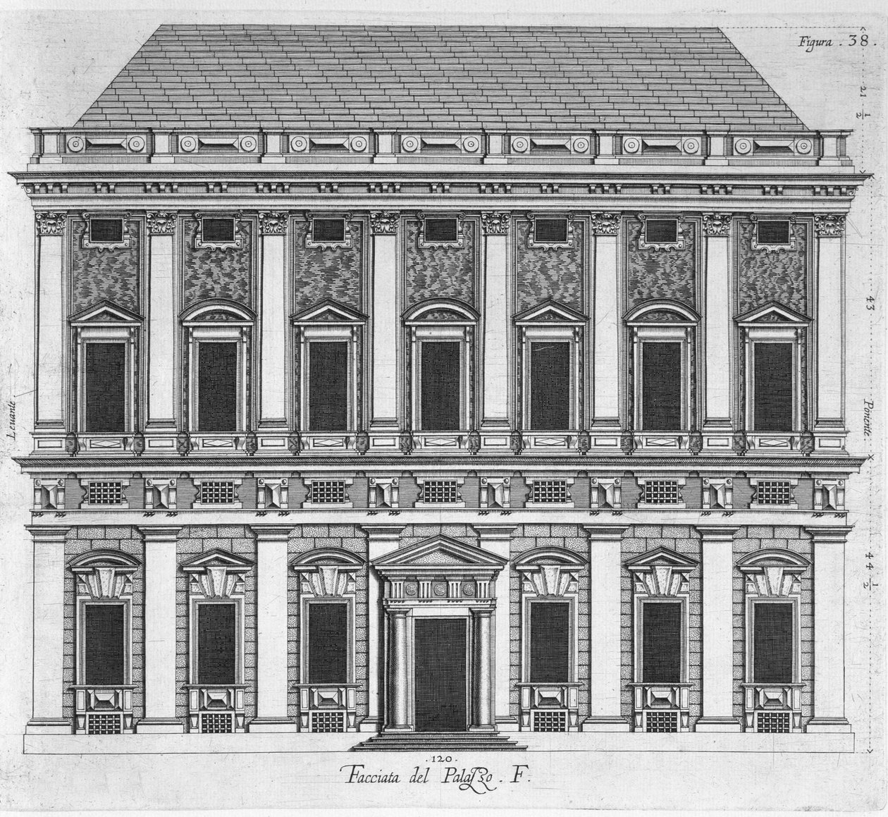 Casertan kuninkaallisen palatsin suunnittelu 1756 tekijältä Luigi Vanvitelli