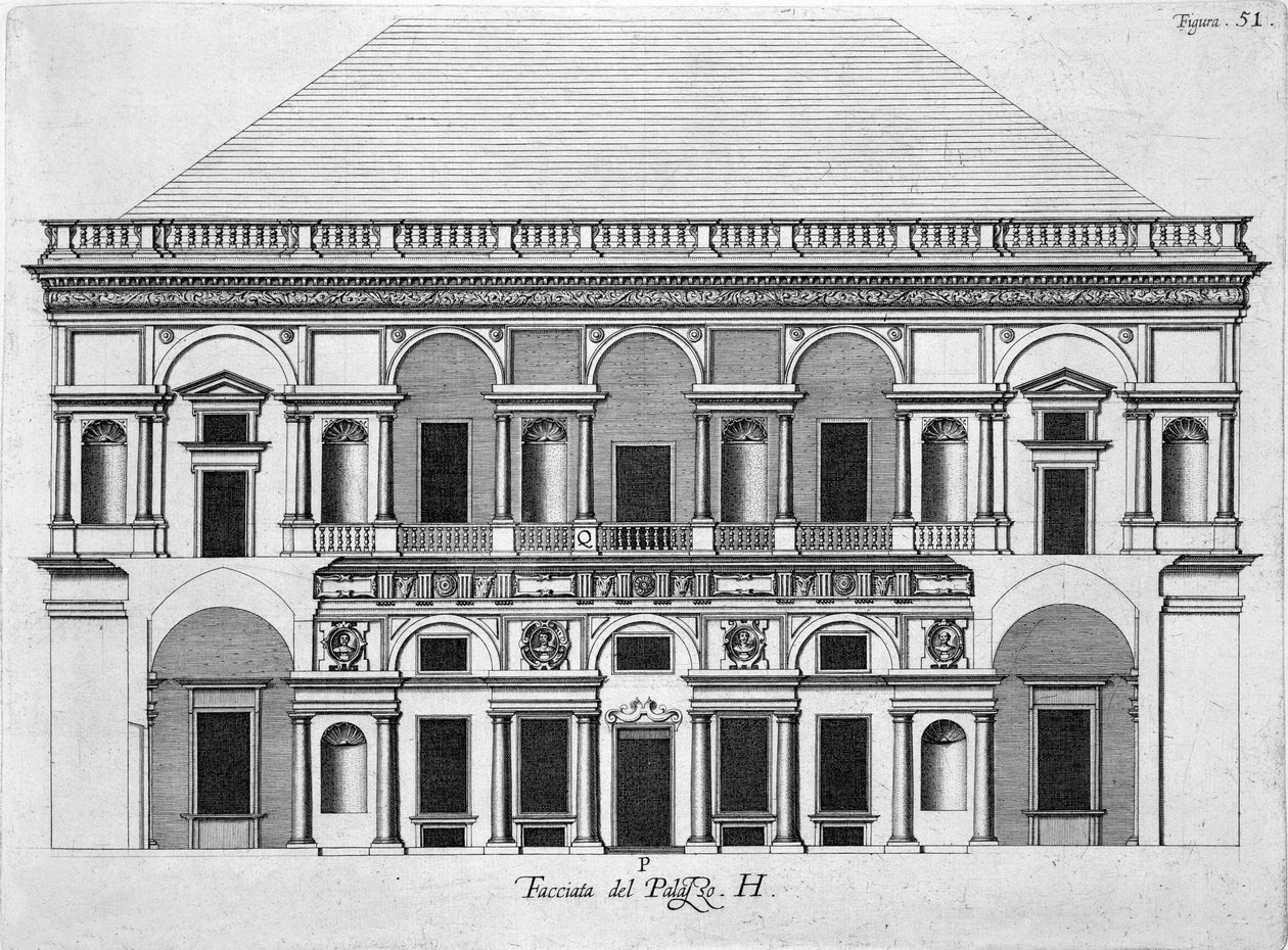 Casertan kuninkaallisen palatsin suunnittelu 1756 tekijältä Luigi Vanvitelli