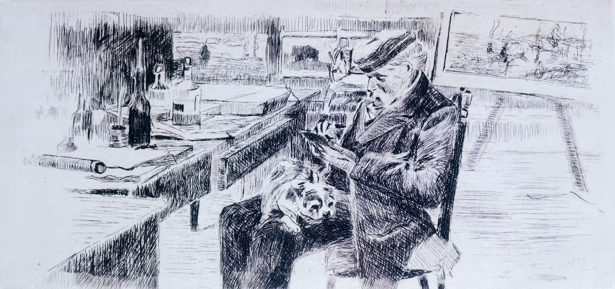 Muotokuva taidemaalari Giovanni Fattorista by Luigi Levi (1858-1860 - 1939), piirustus tekijältä Luigi Levi