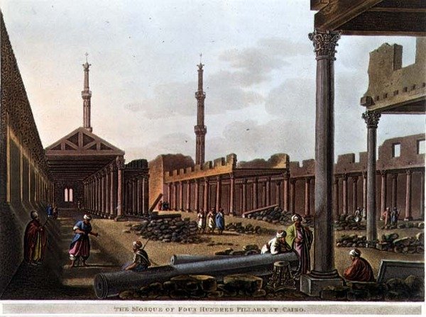 Neljän sadan pilarin moskeija Kairossa, levy 28 Näkymät Egyptissä, kaiverrus Thomas Milton (1743-1827) pub. kirjoittanut Robert Bowyer (1758-1834) 1802 (akvatinta) tekijältä Luigi (after) Mayer