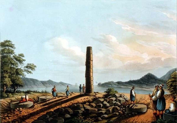Junon temppelin rauniot Samoksella, levy 59 julkaisusta "Näkymät ottomaanien dominioissa", pubi. kirjoittanut R. Bowyer tekijältä Luigi (after) Mayer