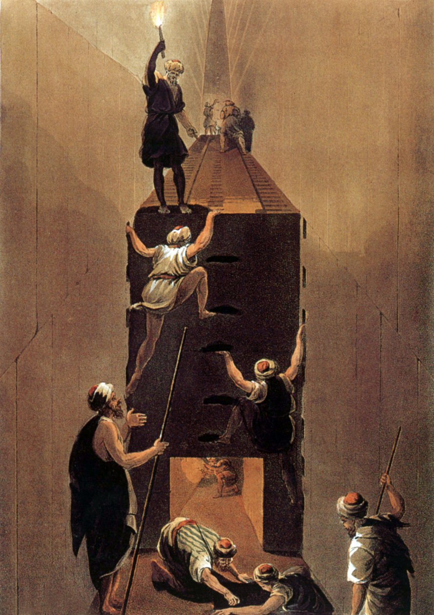 Näkymä Egyptin suuren pyramidin käytävään tekijältä Luigi (after) Mayer