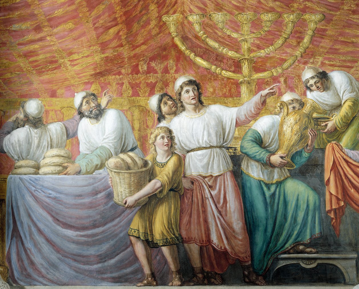 Juutalaisen juhlan valmistus, Luigi Ademollon (1764-1849) fresko, Palazzo Pitti, Firenze, Toscana, Italia tekijältä Luigi Ademollo
