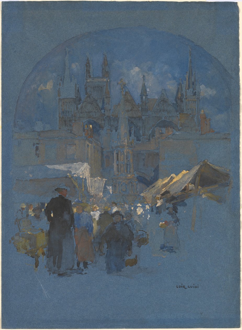 Kauppatori ennen katedraalia tekijältä Luigi Aloys François Joseph Loir