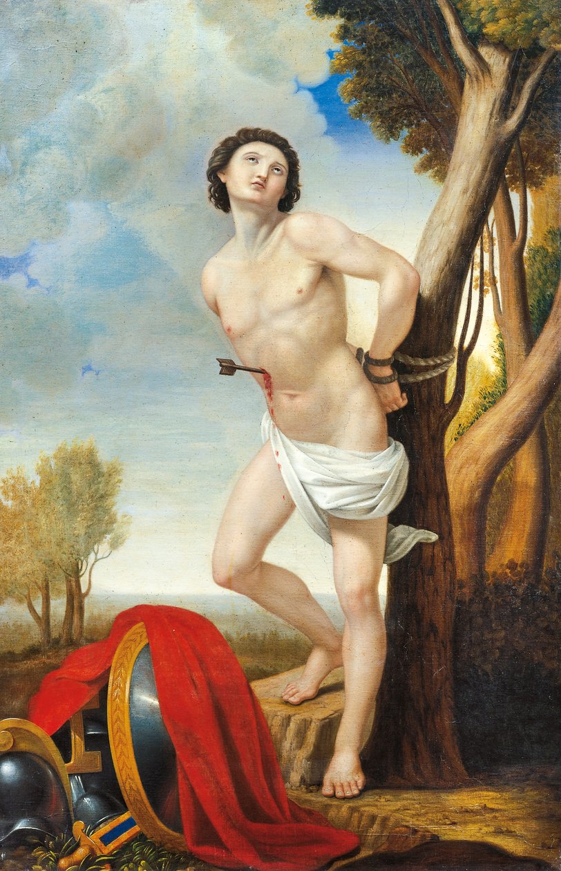 Pyhän Sebastianin marttyyrikuolema, Luigi Asioli (1817-77), öljy kankaalle tekijältä Luigi Asioli