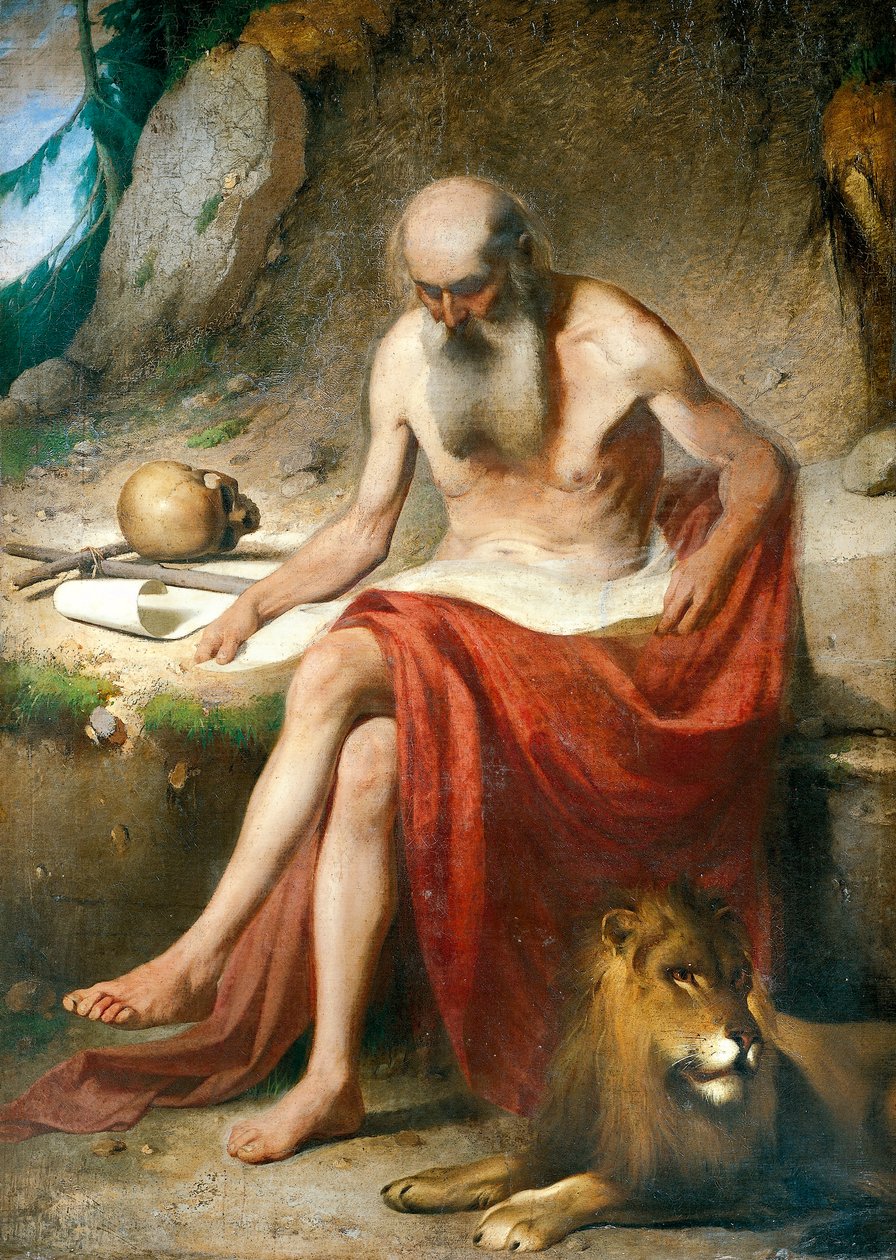 Pyhä Jerome katuvainen, noin 1867, Louis Asioli (1817-1877), öljy kankaalle. tekijältä Luigi Asioli