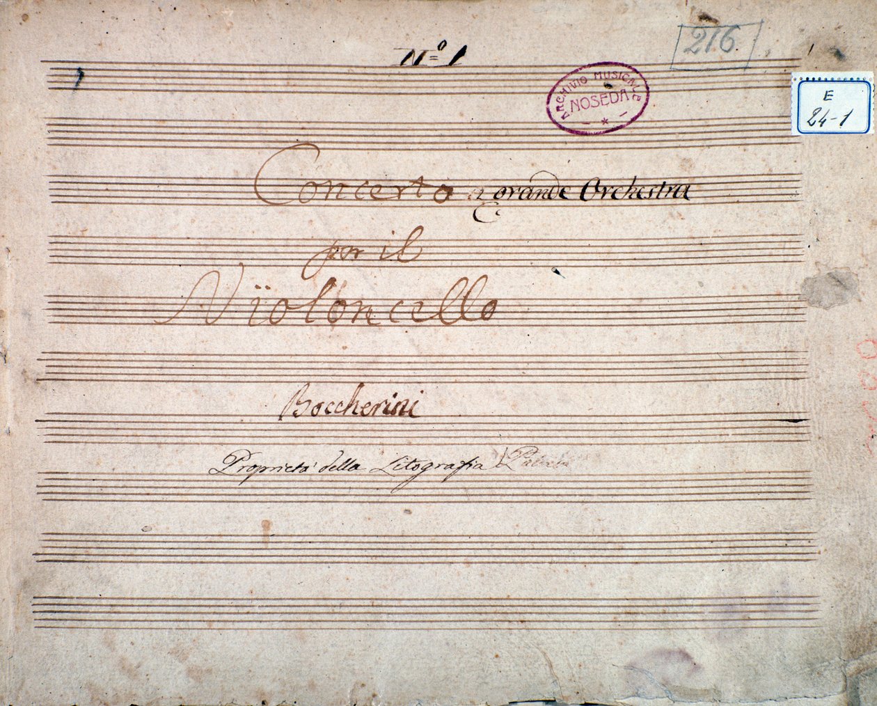 Ensimmäisen sivun on allekirjoittanut Luigi Boccherinin konsertto sellolle ja orkesterille E-sviitti tekijältä Luigi Boccherini
