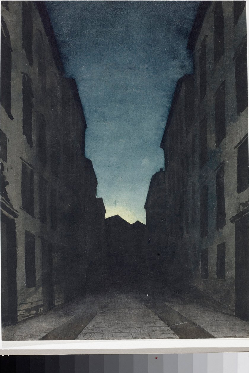 A Road Perspective (akvarelli, n. 1825) tekijältä Luigi Garibbo