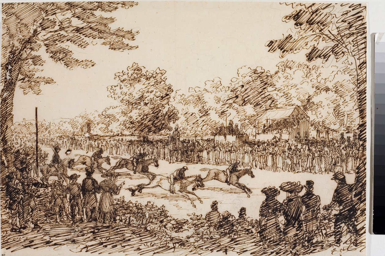 Hevoskilpailut (luultavasti San Giovanni a Firenzen juhla) (Ink, n. 1825) tekijältä Luigi Garibbo