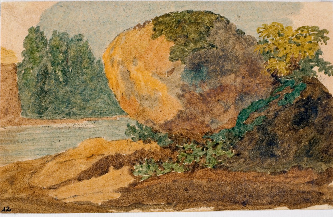 Torrentin maisema (akvarelli, n. 1825) tekijältä Luigi Garibbo