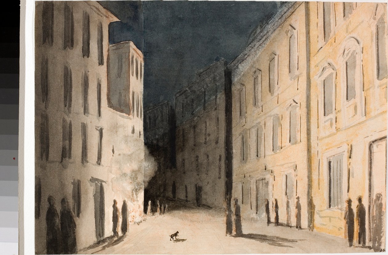 Genovan Strada Nuovissiman näkökulma (akvarelli, n. 1825) tekijältä Luigi Garibbo