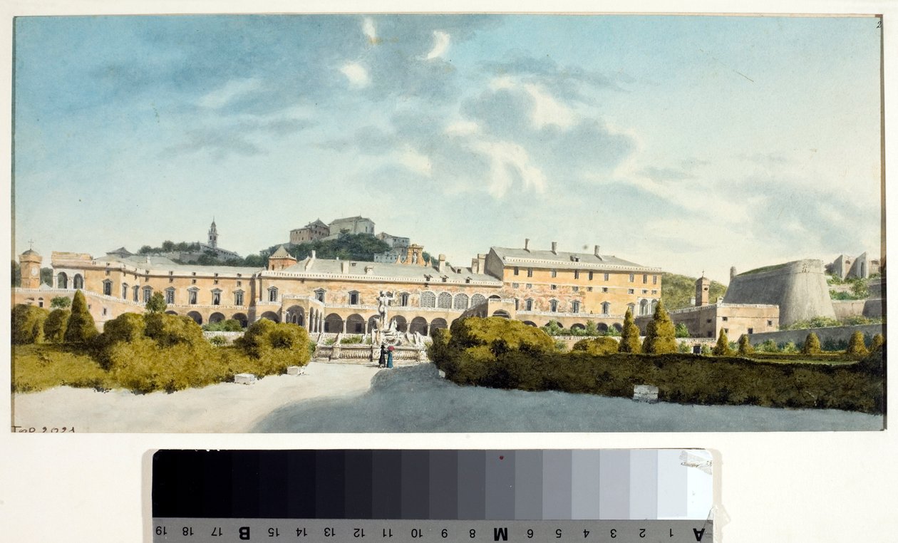 Dorian palatsi Fassolossa, Italiassa (akvarelli, n. 1825) tekijältä Luigi Garibbo