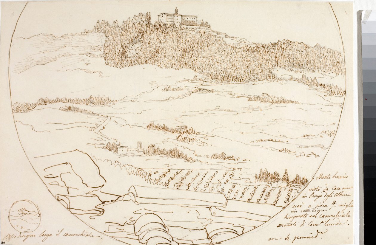 Näkymä Monte Senariosta Firenzen lähellä (piirustus, n. 1833) tekijältä Luigi Garibbo