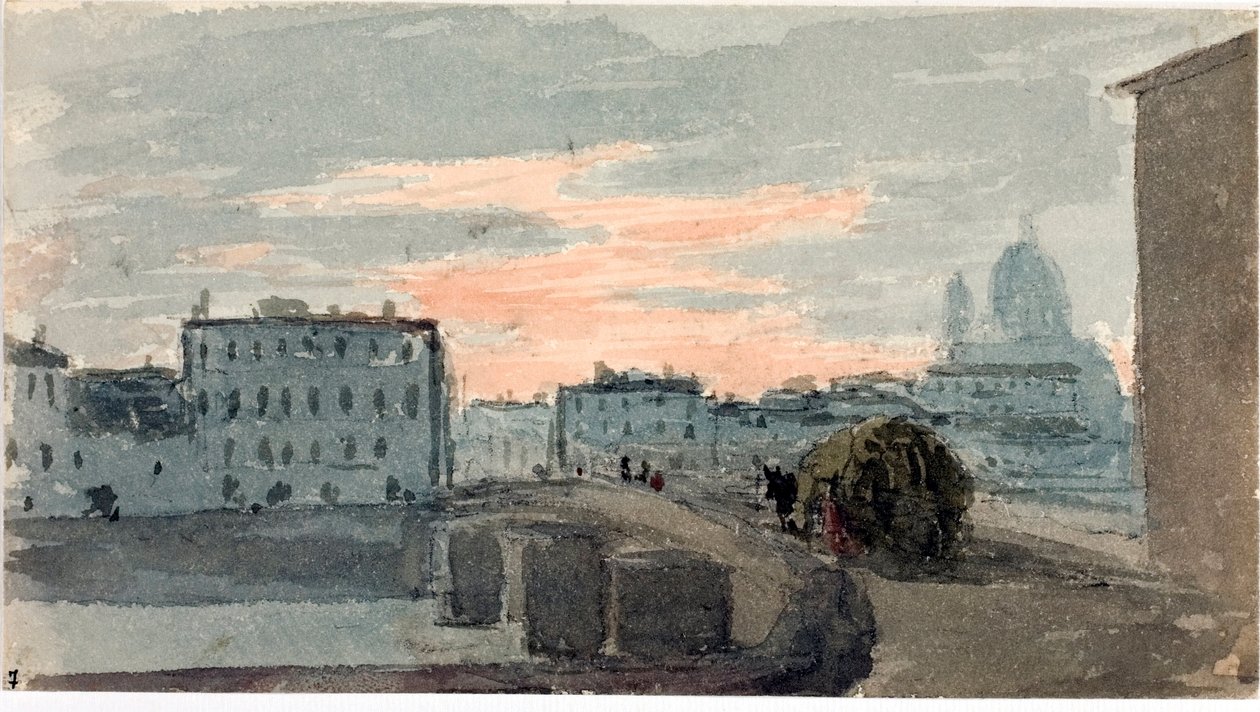 Näkymä Carraian sillalle, Firenze (akvarelli tekijältä Luigi Garibbo