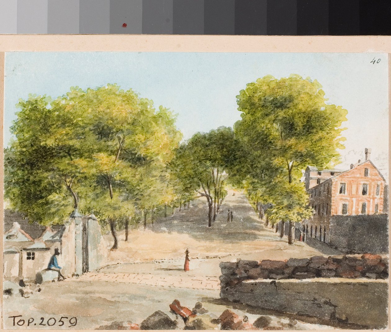 Näkymä Cappuccinin monteesta Genovassa (akvarelli, n. 1825) tekijältä Luigi Garibbo