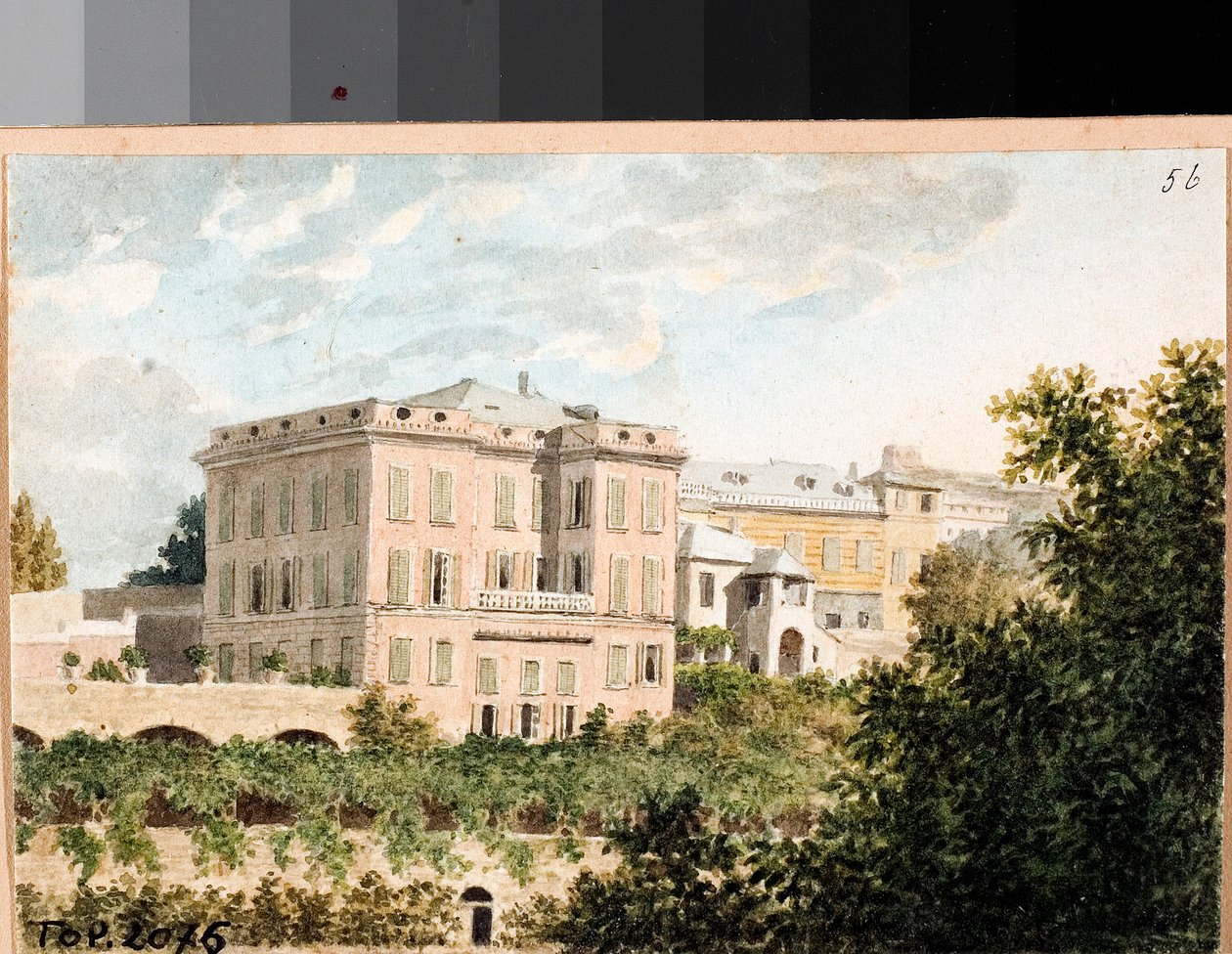 Näkymä Villa Cambasio, Genova (akvarelli, n. 1820) tekijältä Luigi Garibbo
