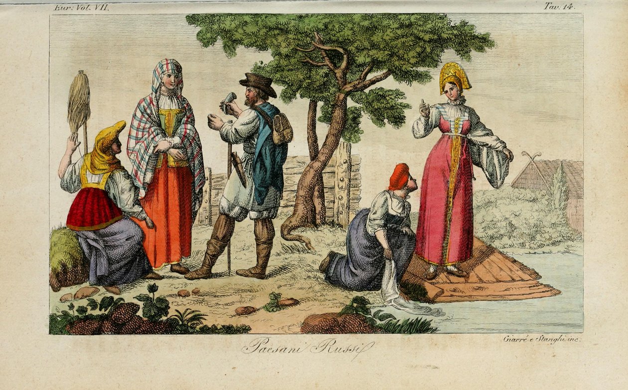 Venäjän talonpojat. Kuvitus muinaisista ja nykyaikaisista tavoista tai hallituksen historiasta…, Giulio Ferrario, 1831 tekijältä Luigi Giarrè