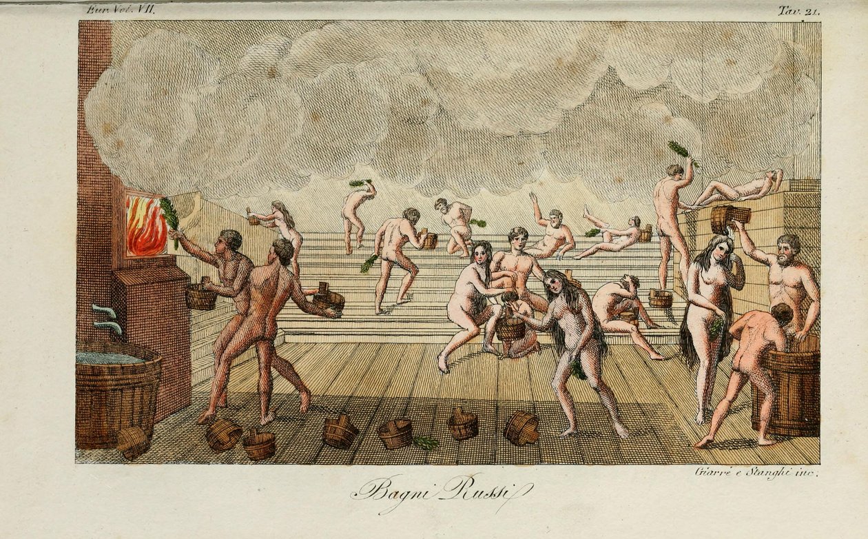 venäläinen kylpylä. Kuvitus muinaisista ja nykyaikaisista tavoista tai hallituksen historiasta…, Giulio Ferrario, 1831 tekijältä Luigi Giarrè