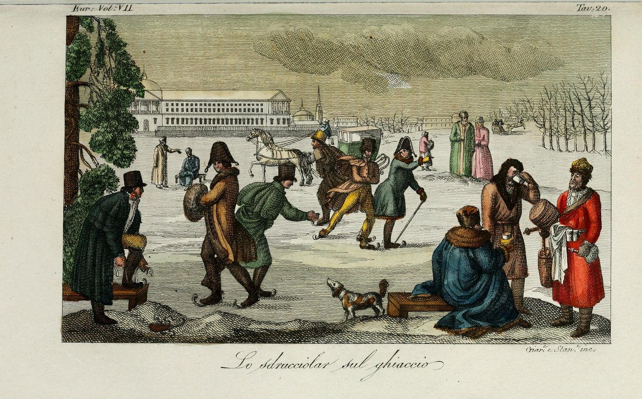 Luistinrata. Kuva Giulio Ferrarion muinaisista ja nykyaikaisista tavoista tai hallintohistoriasta, 1831 tekijältä Luigi Giarrè