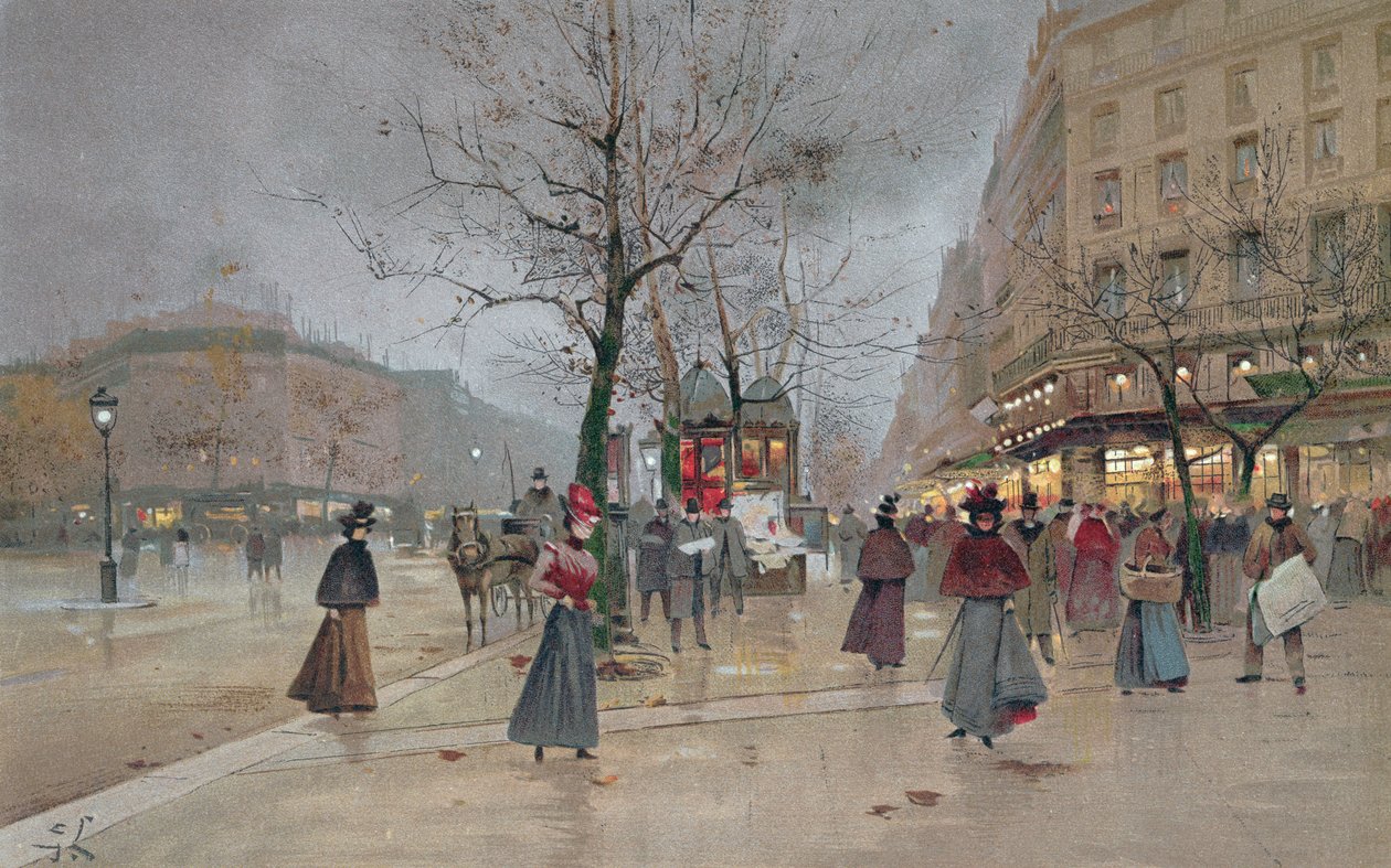 Ilta Grands Boulevardsin oopperakorttelissa, 1900-luvun alku] tekijältä Luigi Loir