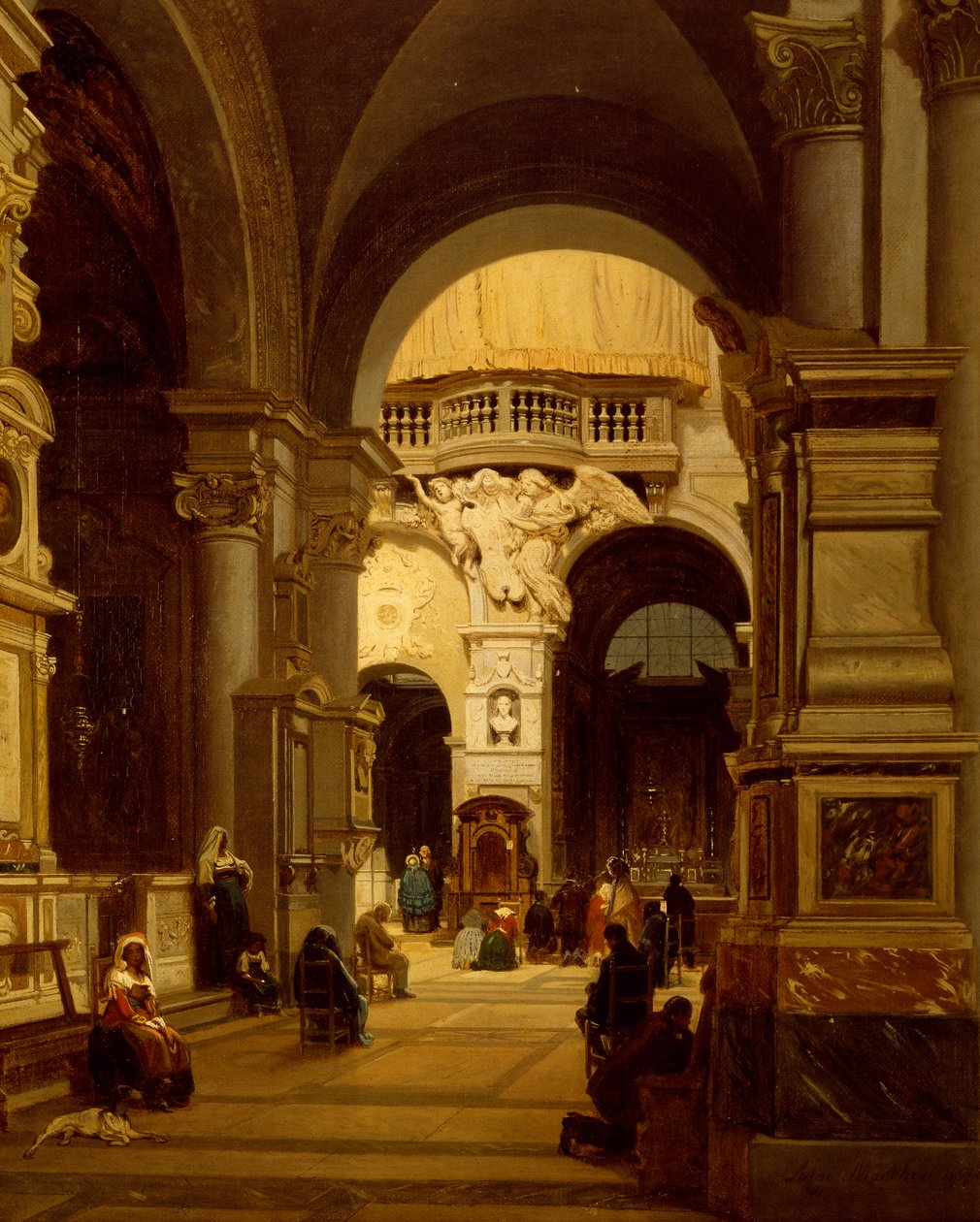 Santa Maria del Popolon kirkko Roomassa, kirjoittanut Luigi Marchesi (1825-1862) tekijältä Luigi Marchesi