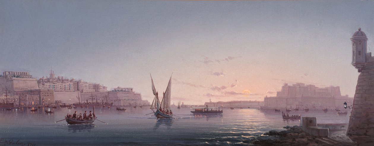 Grand Harbour, Malta, Corrodinosta, 1911 tekijältä Luigi Maria Galea