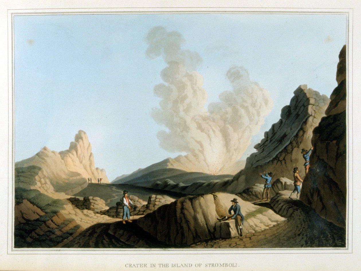 Cratere du Stromboli - teoksessa "" Näkymät ottomaanien valtakunnilla, Euroopassa, Aasiassa ja joillakin Välimeren saarilla", kirjoittanut Luigi Mayer, Lontoo tekijältä Luigi Mayer