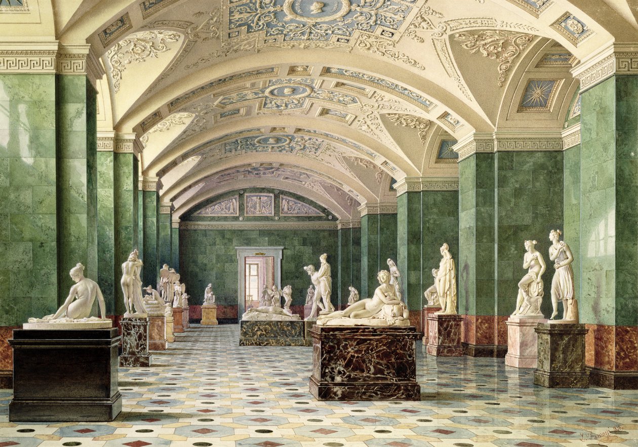Modernin kuvanveiston ensimmäinen huone, Uusi Eremitaaši, 1856 tekijältä Luigi Premazzi