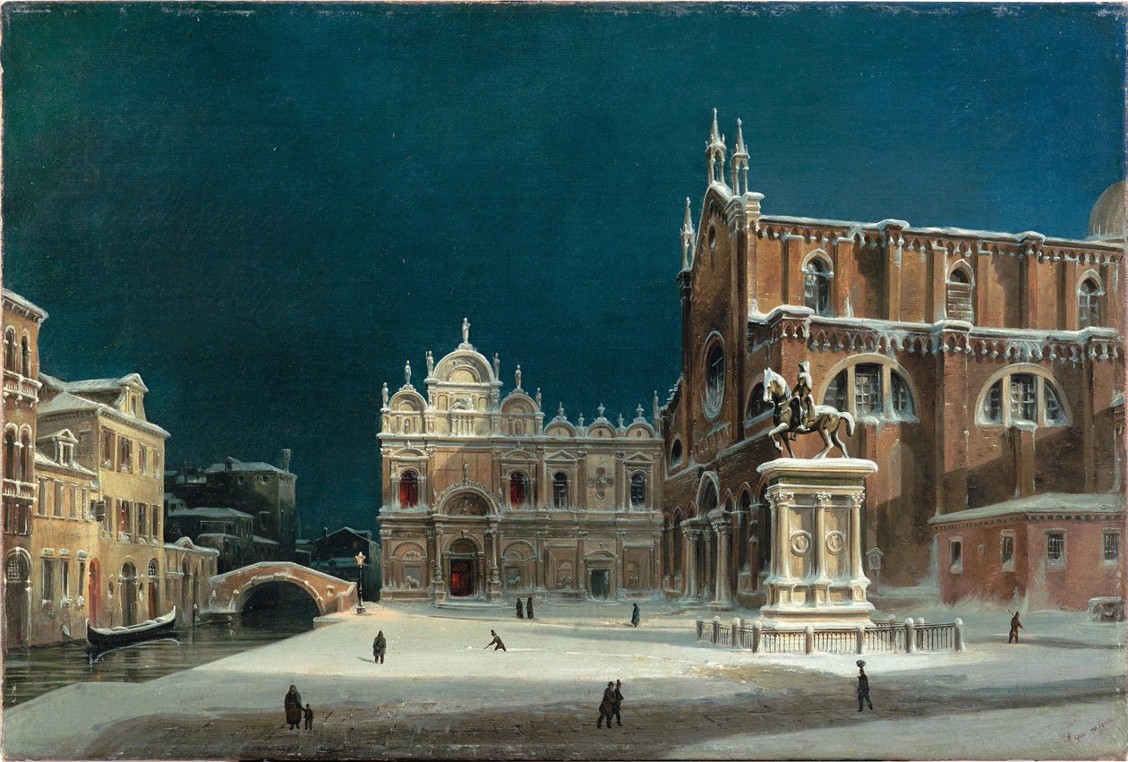 Yönäkymä Campo dei Santi Giovanni e Paololle, 1850. tekijältä Luigi Querena