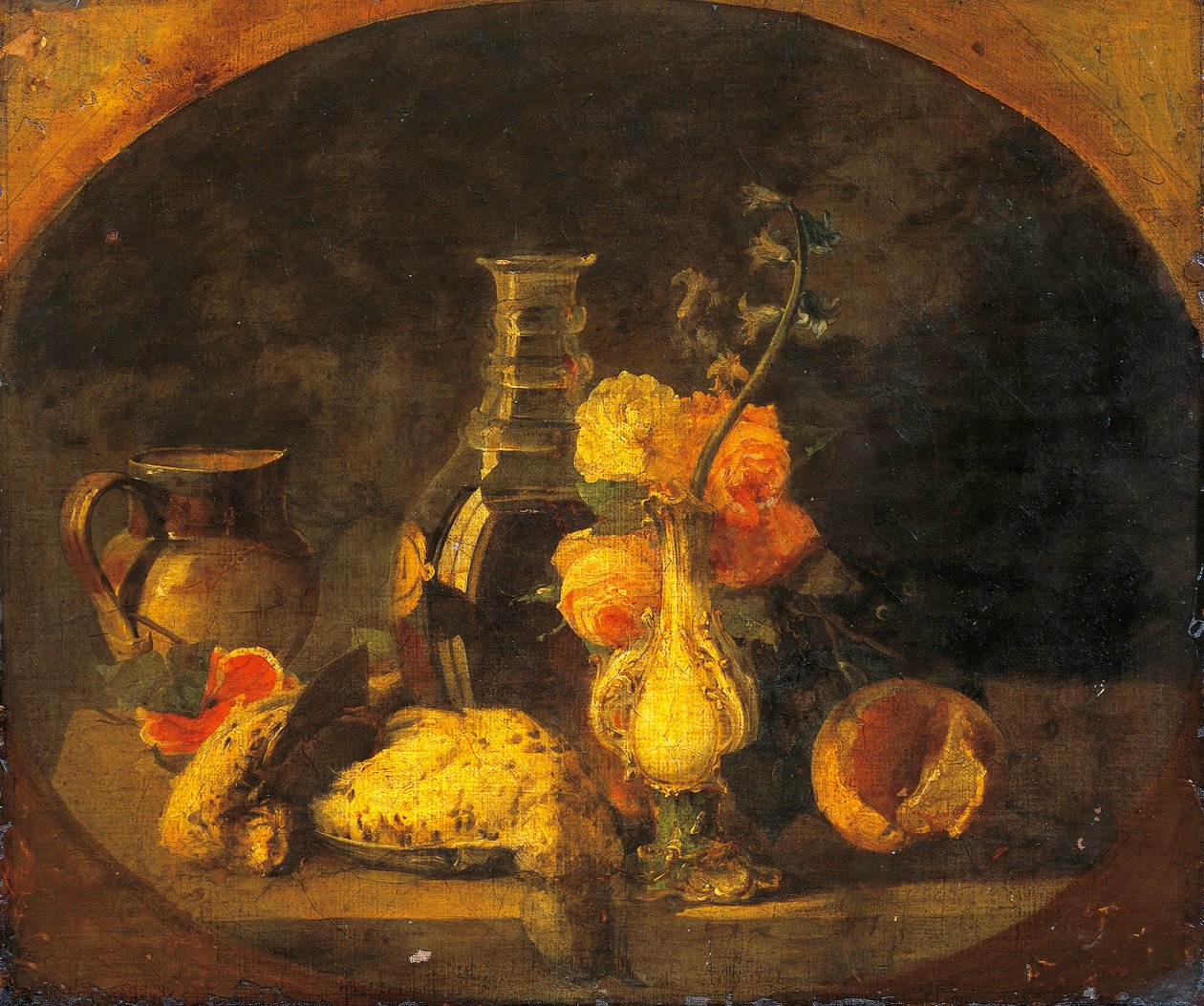 Asetelma, Luigi Scrosati (1814-1869), öljy kankaalle, 43x50 cm tekijältä Luigi Scrosati