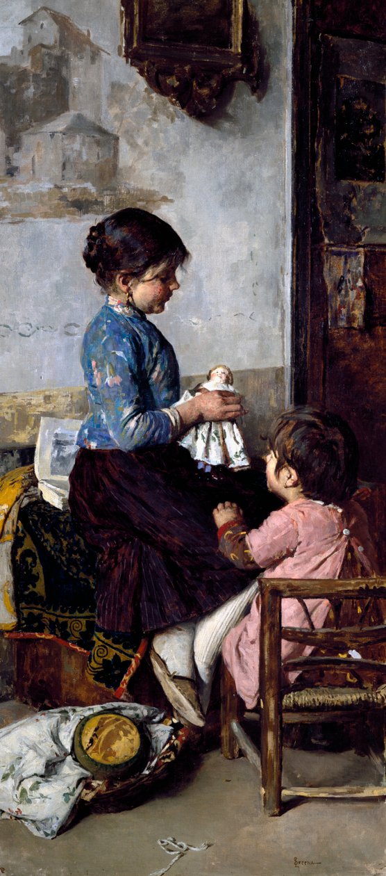 Happy Days, maalaus Luigi Serena (1855-1911), öljy kankaalle tekijältä Luigi Serena