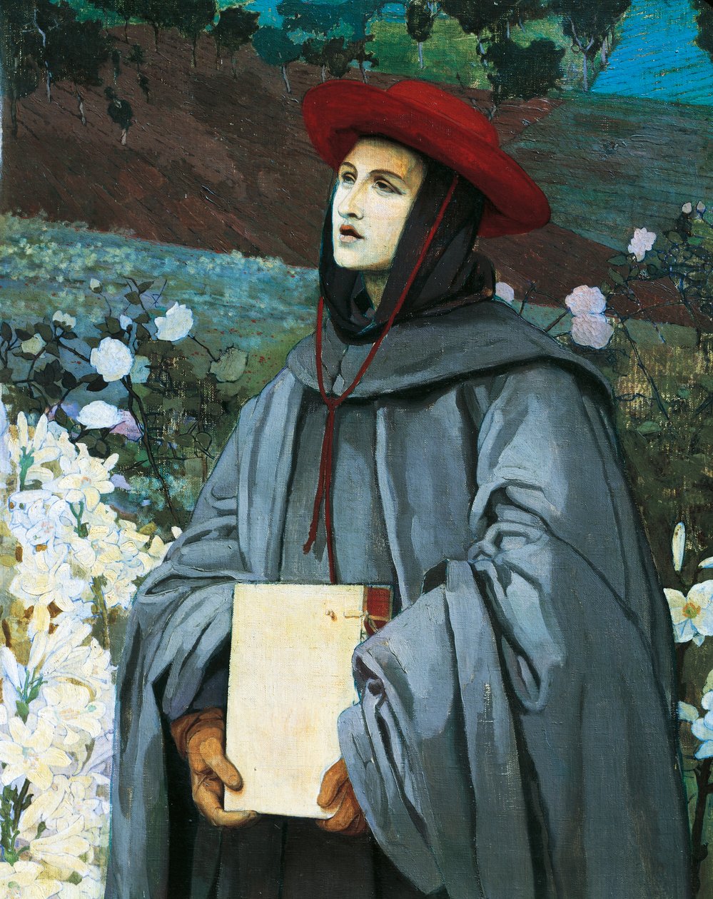 St Bonaventura, yksityiskohta Luigi Serran (1846-1888) Neitsyen ilmestymisestä Pyhälle Franciscus Assisilaiselle ja Bonaventurelle. tekijältä Luigi Serra