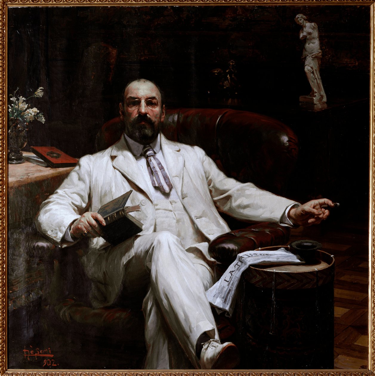 Muotokuva skotlaisesta vakuuttajasta ja taiteen suojelijasta Evan Mackenziestä Luigi de Servin (1863-1945) maalaus 1902 Koko 135x135 cm Genes, Galleria d