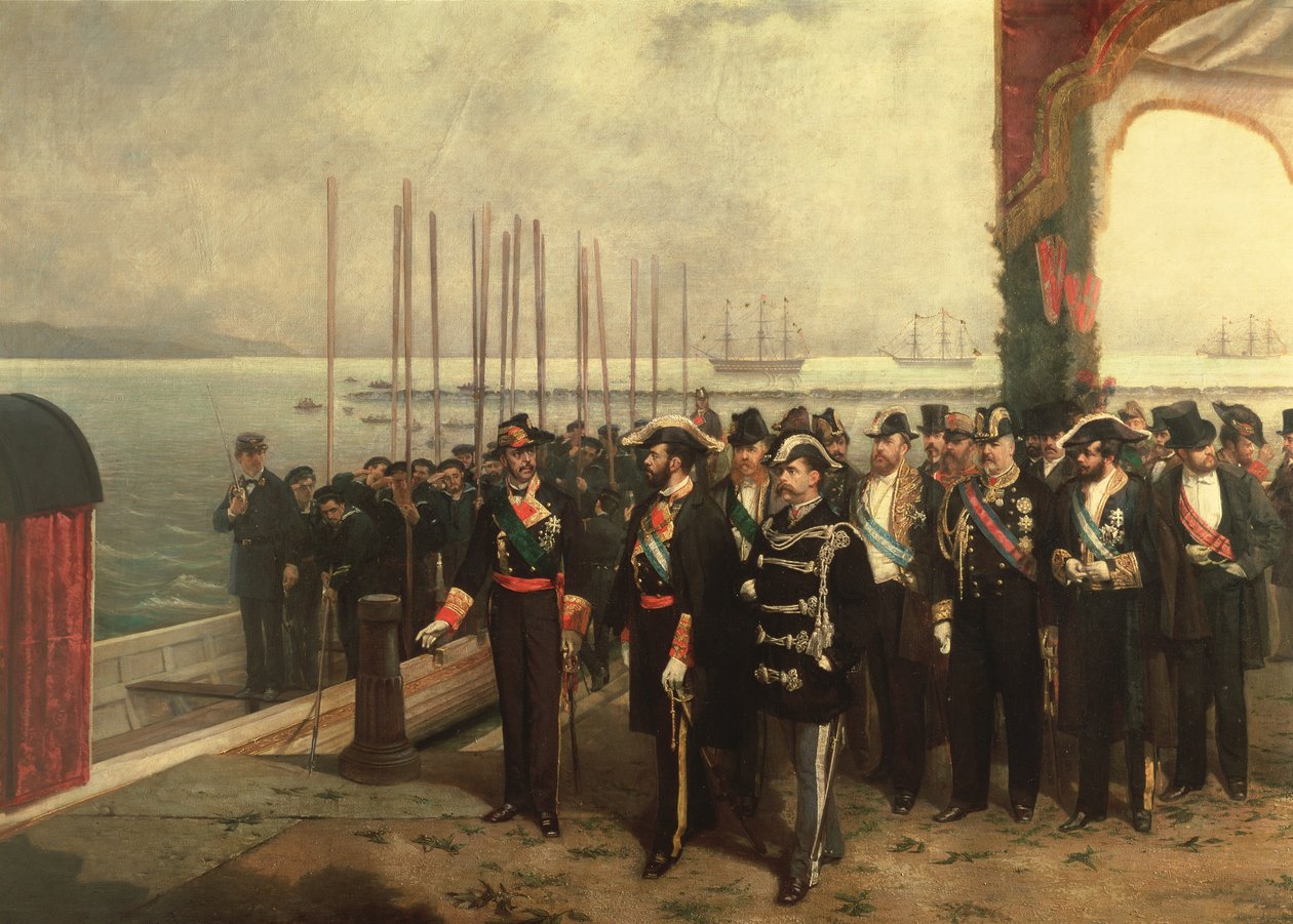 Savoijlaisen Amadeo I:n (1845-1890) laivaus Espanjaan (öljy) tekijältä Luis Alvarez Catalá