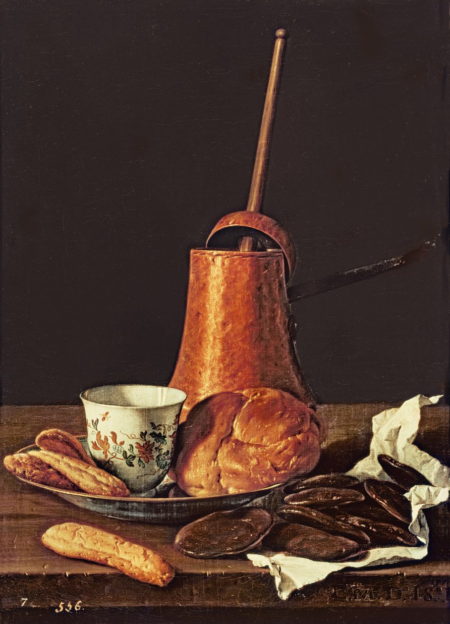 Asetelma, jossa on juomasuklaasetti, 1770 tekijältä Luis Egidio Melendez