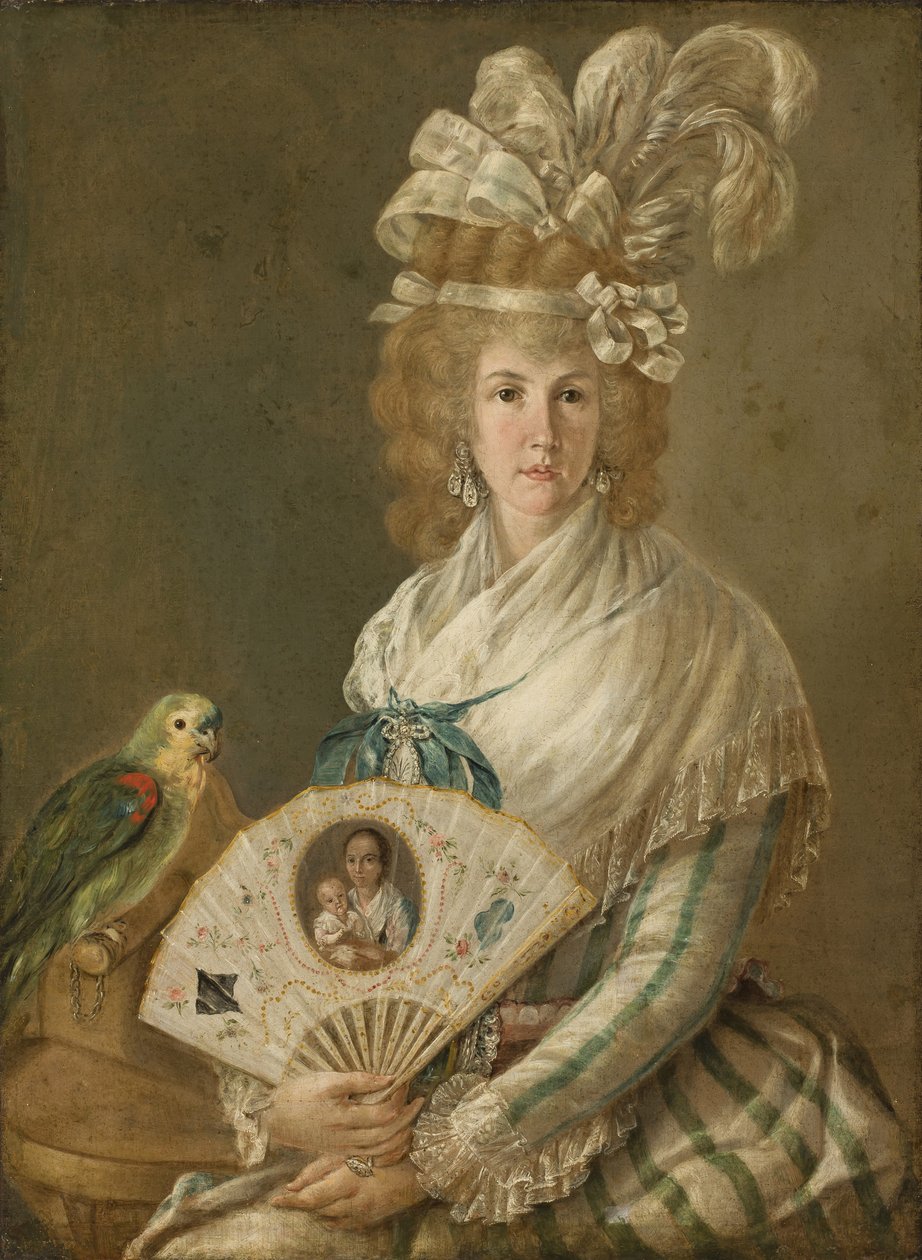 Muotokuva naisesta papukaijan kanssa, noin 1785-90 öljy kankaalle tekijältä Luis Paret y Alcazar