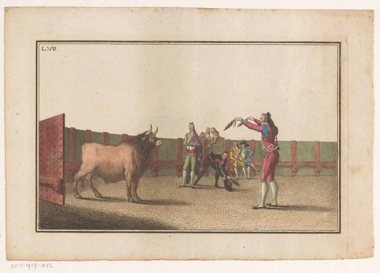 Härkätaistelija banderilloilla Coleccion de las Principles suertes de una corrida de toros (sarjan nimi) Kokoelma tärkeimmistä härkätaistelutehtävistä (sarjan nimi) tekijältä Luis Fernandez Noseret