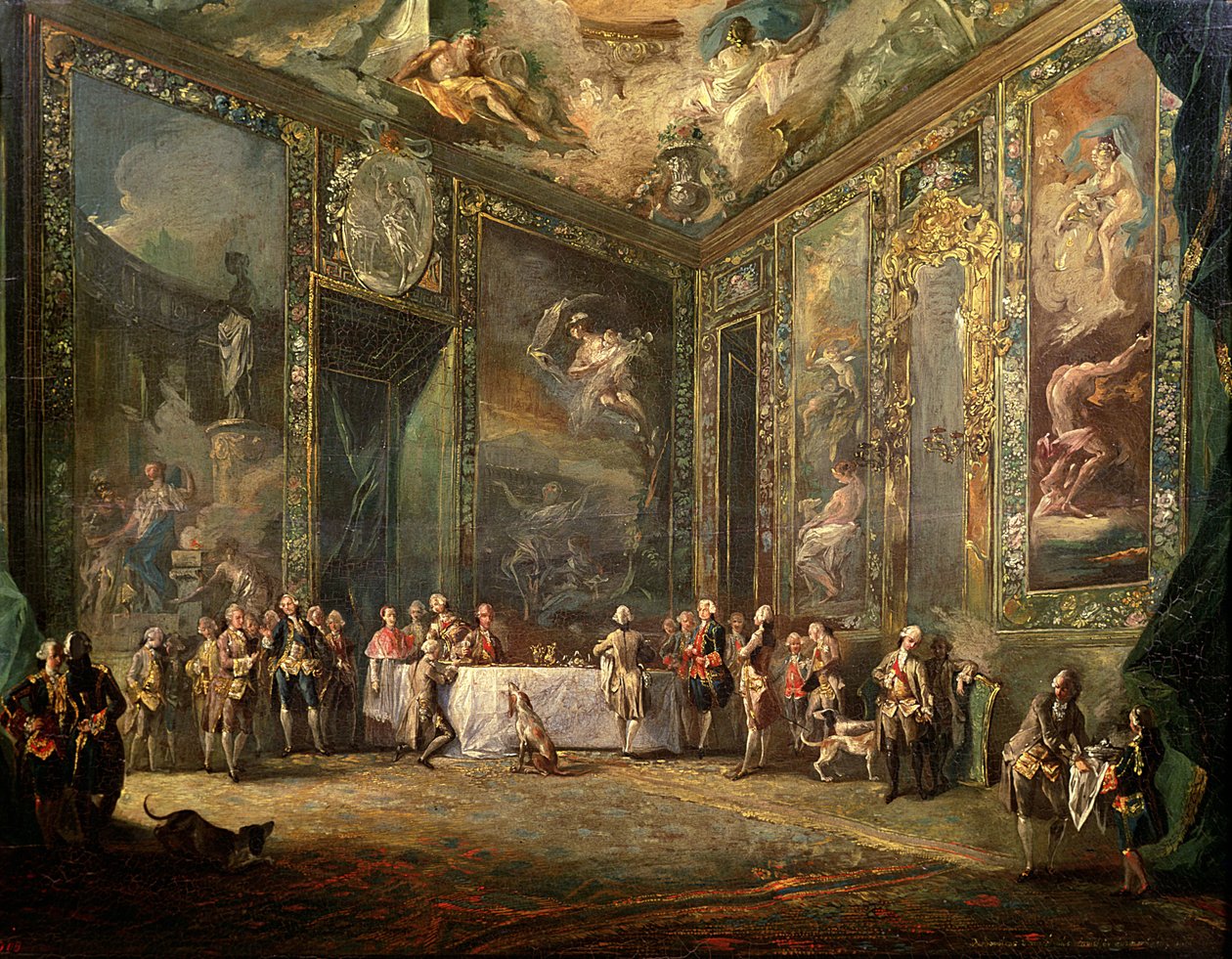 Charles III (1716-88) de Borbon lounaalla hovissa, n. 1770 tekijältä Luis Paret y Alcazar