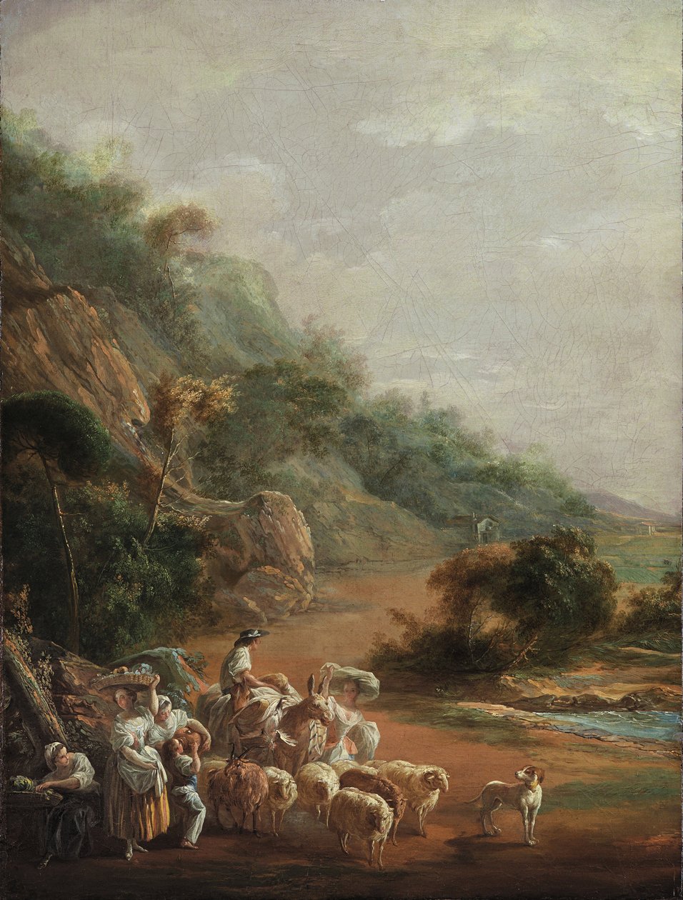 ""Scene with Villagers"" (Scene with Villagers) Luis Paret y Alcazarin (1746-1799) maalaus - 1786 - Öljy kankaalle - Koko 48x37,2 cm Museo de Bellas Artes de Bilbao tekijältä Luis Paret y Alcazar