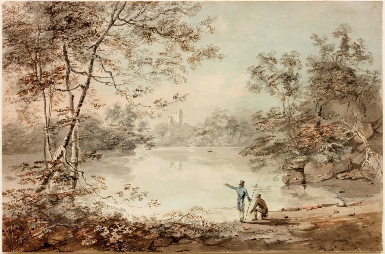 Anglers on the Tyne at Bywell (vartalon väri) tekijältä Luke Clennell