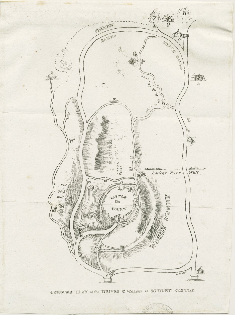 Dudleyn linna: litografia, nd [c 1825] tekijältä Luke Booker