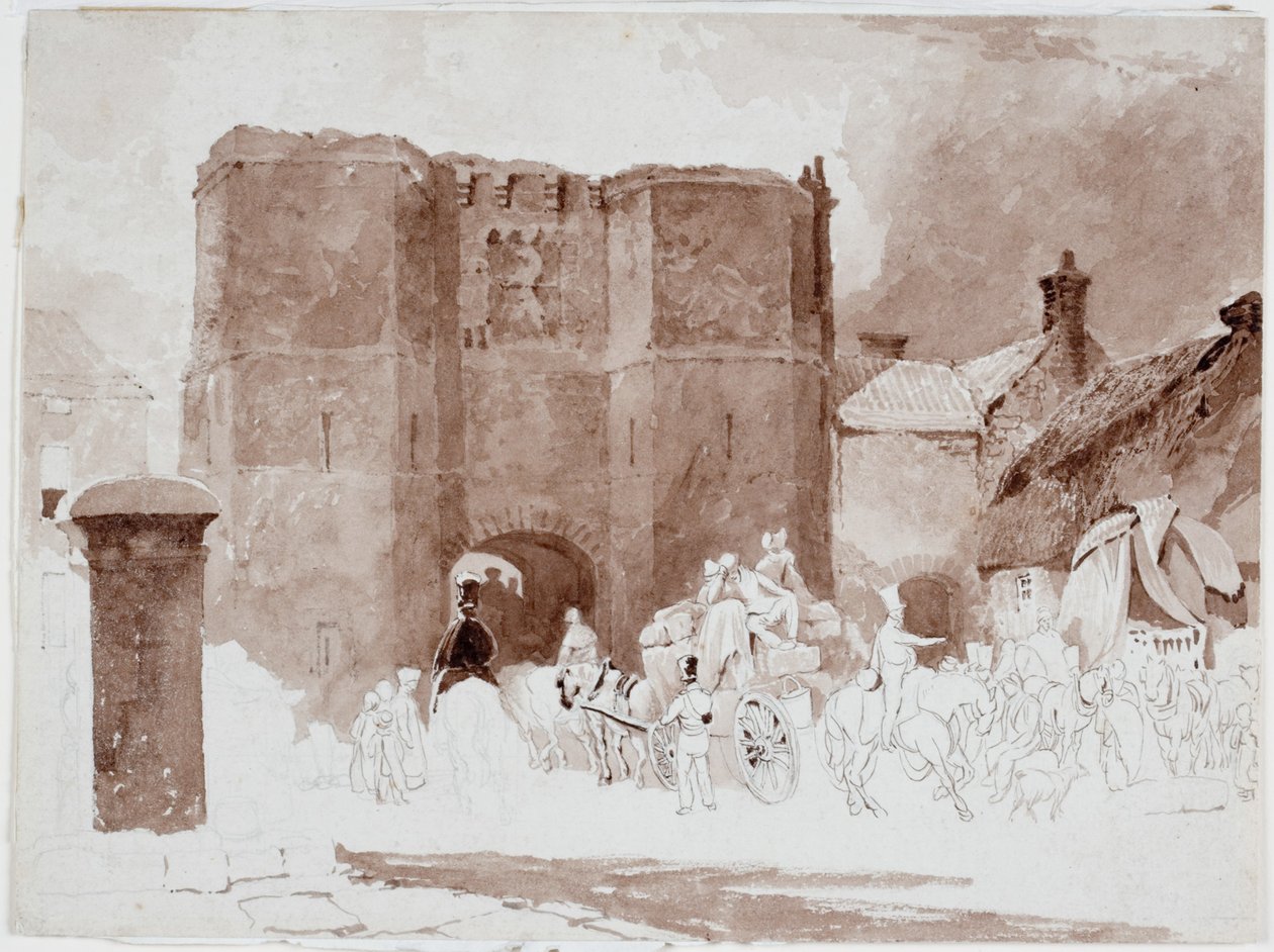Hotspur Tower, Alnwick (kynä ja akvarelli paperille) tekijältä Luke Clennell