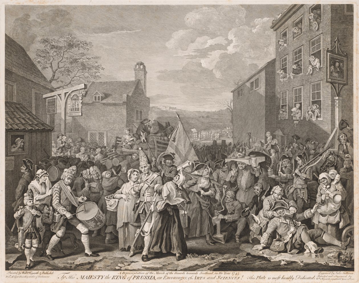 Marssi Finchleyyn vuonna 1746 (Hogarthin jälkeen) tekijältä Luke Sullivan